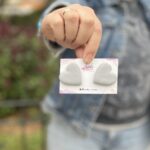 Σκουλαρίκια πολυμερικός πηλός γκρι καρδιά